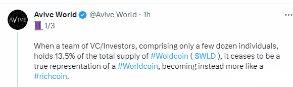 图片[1]-Avive认为Woldcoin（世界币）只是部分富人的币，VV才是真正的世界币